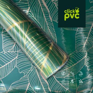 Rollo Adhesivo Verde Hojas Dorada