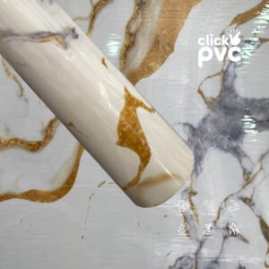 Rollo adhesivo Mármol Blanco Dorado Vetas